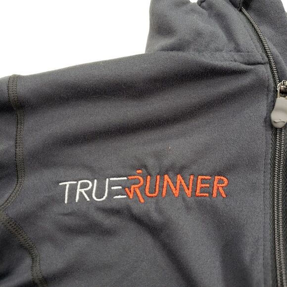 Brooks True Runner 1/4 Zip Pullover XS Women Gray Stand Up Spellout Thumb Holes - Picture 5 of 12